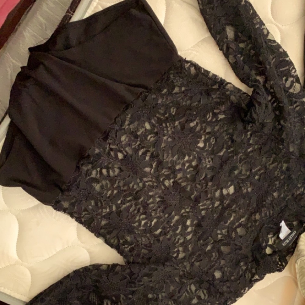 Lace black long sleeve see through onesie
